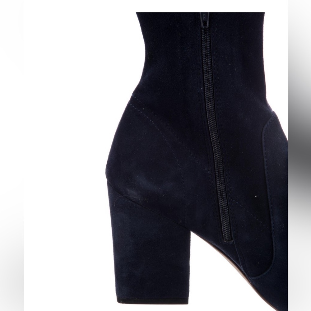Loeffler Randall Dark Blue Suede Heeled Sock Booties - Picture 6 of 7